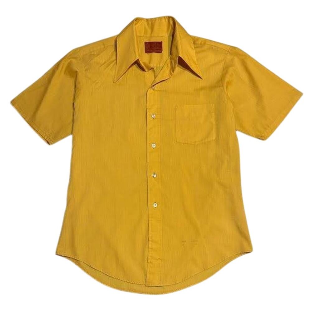 Vintage 70s Kings Road Sears Shirt Mens M Yellow Button Up Retro